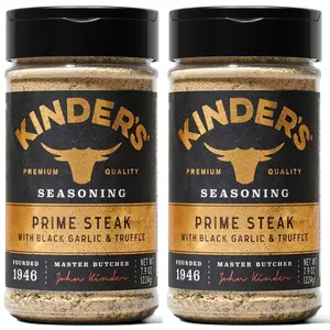 2 Pc Kinder's Prime Steak 7.9 oz with Black Garlic and Truffle Seasoning - Authentic Flavor Profile Spice Salt