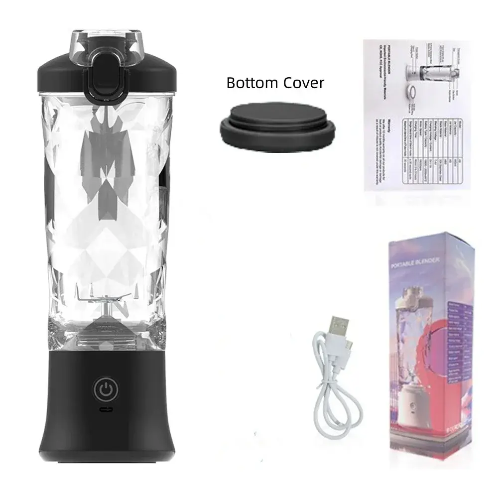 New 4000Mah Portable Juicer Cup 600ML 10-Leaf Blade Powerful Motor Mini Blender for Shakes Smoothis Blender Mixer Cup Outdoor XIAOWEI