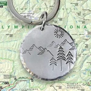 Blissful Mountain Scene Key chain, key ring, inspirational, hiking, mountains, birthday, biking, off-road, back country, skier