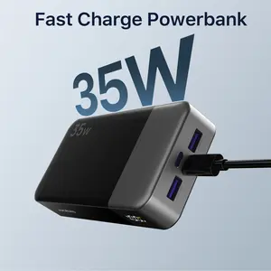 Portable Power Bank 20000mAh, 35W with Fast Charging, LED Display for iPhone 16, 15, 14, Galaxy,Tablet, and Switch - Black Smartphone