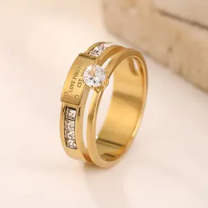 Stainless Steel Ring for Women Men Love Bless You Ring Size 8#