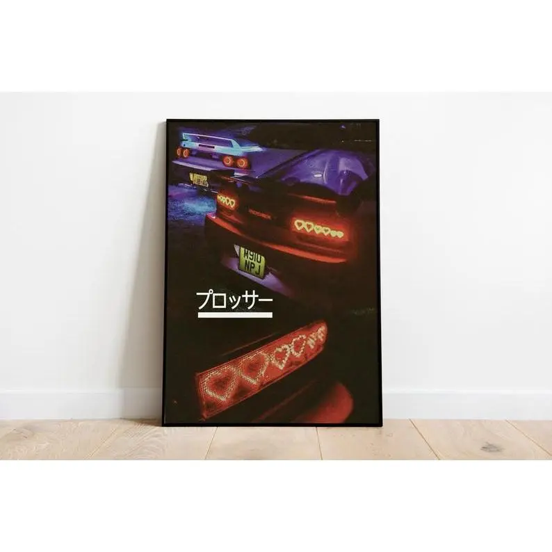 Night Light Car Poster | Japanese Street Racing | Poster Print | Cool Wall Art