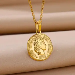 18k Gold Plated Ancient Greek Goddess Arethusa Pendant Necklace for Men Women Adjustable Chain Necklace ,Daily Fashion Jewelry Accessories and Gifts