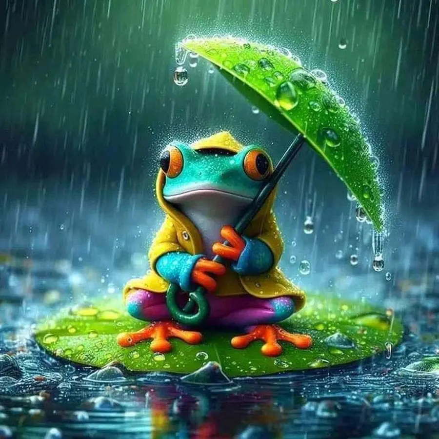 1pcs 5D DIY diamond painting kit, 5D diamond art set, DIY decoration, umbrella frog diamond painting kit full round diamonds DIY, mosaic, diamond art, DIY art home decor, suitable for Halloween and Christmas.