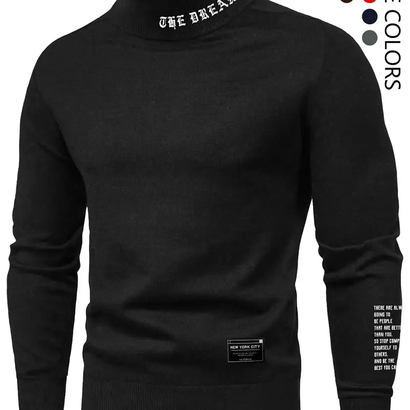 Men's Letter Print Stand Collar Sweatshirt Sportswear, Regular Fit Casual Sporty Design Long Sleeve Pullover for Fall & Winter, Men's Clothes for Daily Wear More