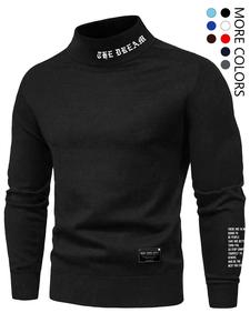 men's letter print stand collar sweatshirt, regular fit casual cozy longsleeves pullover for fall & winter, men's clothes for daily wear, trendy clothes, menswear