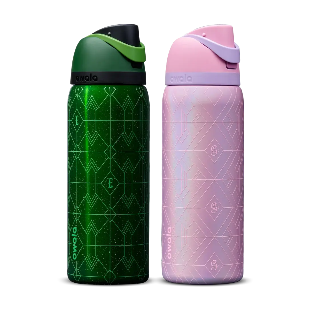 Owala FreeSip Insulated Stainless Steel Water Bottle with Straw, BPA-Free Sports Water Bottle, Great for Travel, 32Oz, Black Cherry/Wicked -  Elphaba and Glinda Limited Edition,Dupe Version