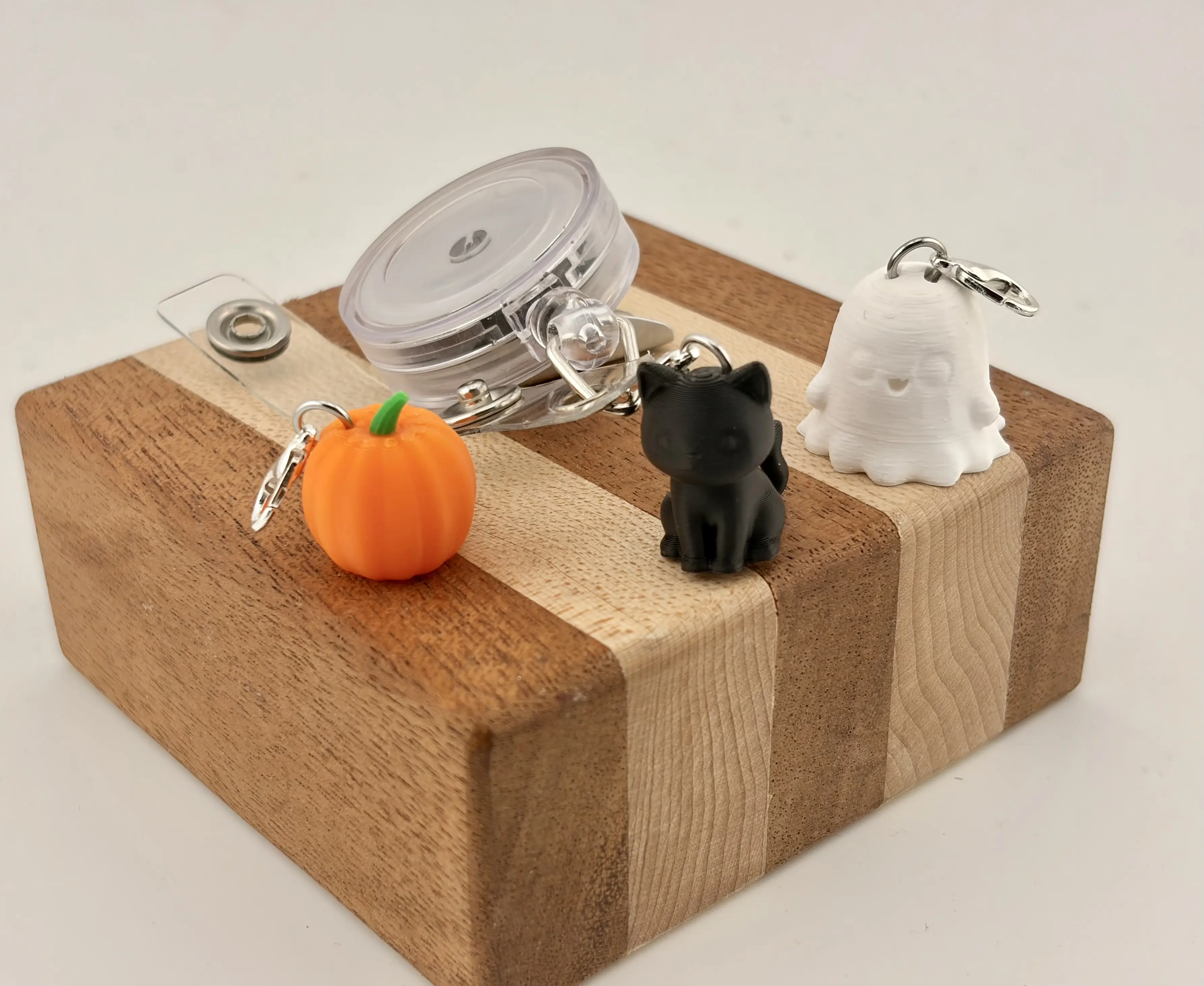 Halloween Badge Charm Bundle - Cute Pumpkin, Black Cat and Ghost. Set of 3