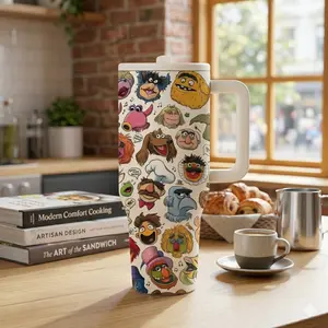 1 Pc 40oz Fun Puppet Character Insulated Tumbler, Double Wall, Insulation, Leak-Proof, Keeps Hot for 12hrs, Keeps Cold for 24hrs, For Daily Use, Office, Travel, Outdoor, Portable, Stylish & Durable, Ideal Gift for Comedy Fans, Birthdays, Holidays
