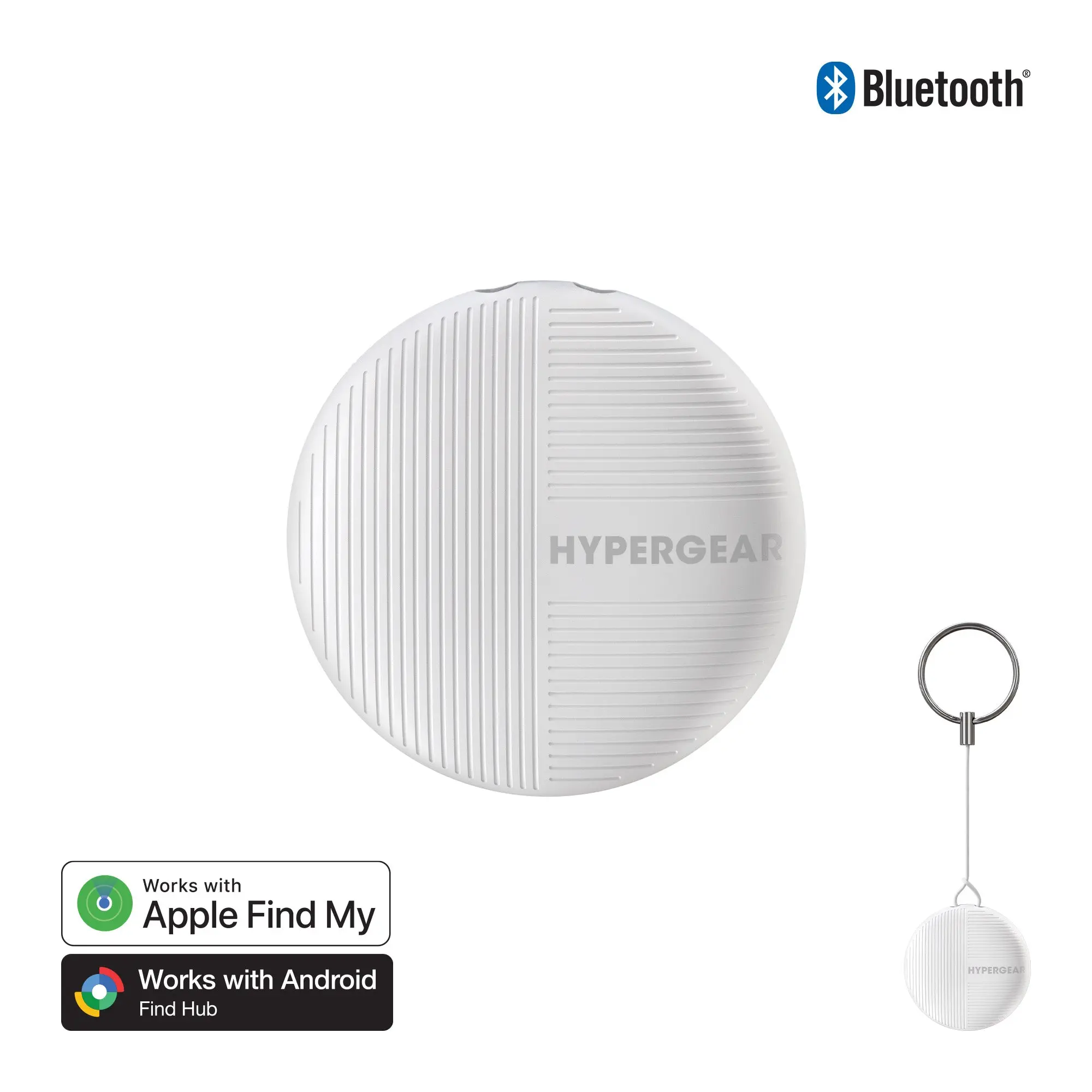 HyperTag Universal Smart Tracker - White, Built-In GPS, Compact, HyperGear Logo, Anti-Lost Wireless Finder for Phones, Keys, Small Electronics Accessories