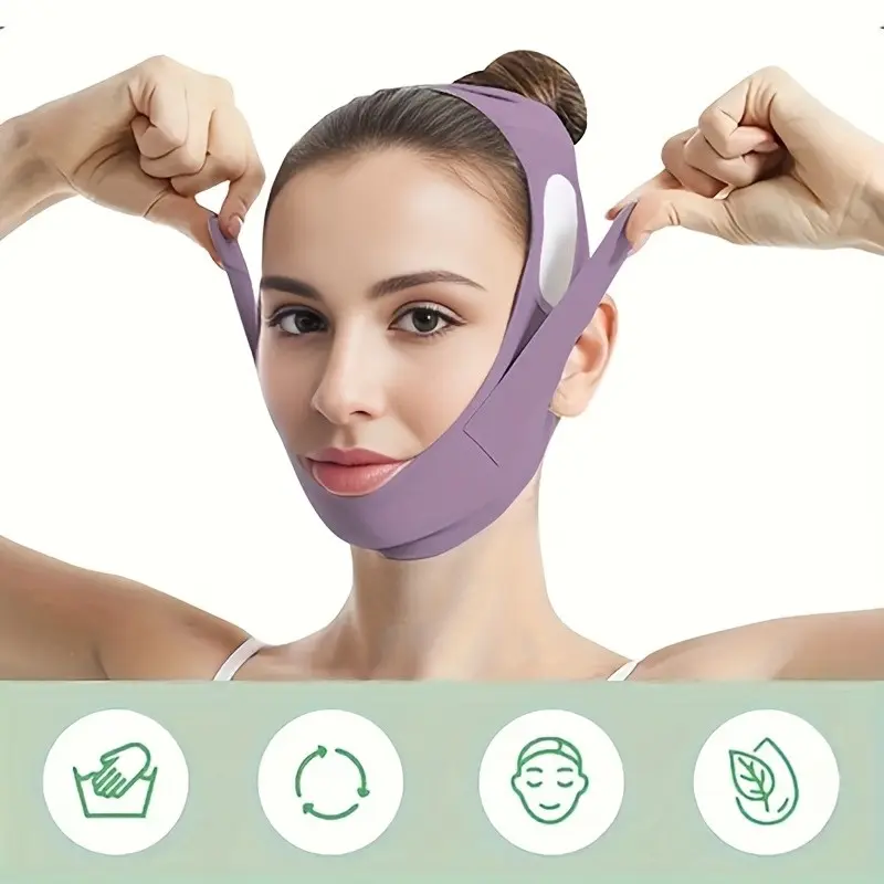 Adjustable V-Face Lifting Mask, At Home Facial, Reduces Double Chin, Tightens Facial Skin, Breathable and Gentle, Reusable Shaping Bandage, Chin Reducer, Facial Shaping Tool