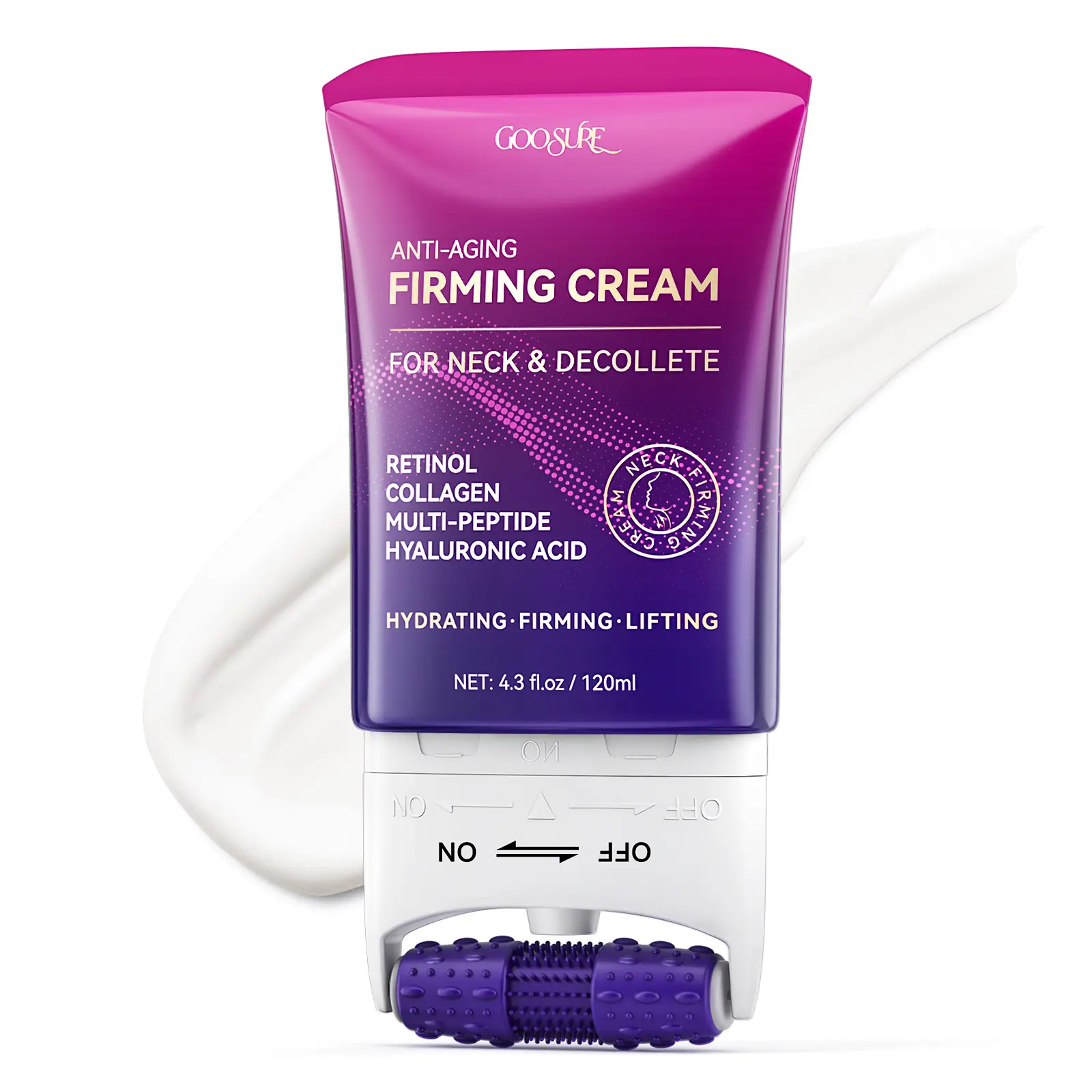 GOOSURE Anti-Aging Firming Neck Cream with Retinol AH-8 Hexapeptide Collagen Roller for Wrinkles Crepey Skin & Deep Moisture Body Care Moisturizer