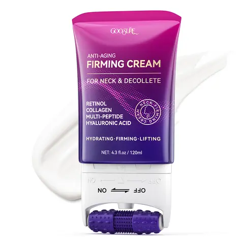 GOOSURE Anti-Aging Firming Neck Cream with Retinol, AH-8 Hexapeptide, Built-In Roller Massage, Collagen, Ceramides, Hyaluronic Acid - Cruelty-Free Ageless Care for Adults, Lifts Neck & Jaw, Boosts Absorption, All Skin Types