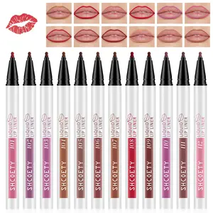 Matte Finish Liquid Lip Liner Set, 12pcs/set Easy Coloring Lip Liner Pen, Moisturizing Lip Liners Lip Gloss Lipstick, Suitable for All Occasions Lip Makeup Products