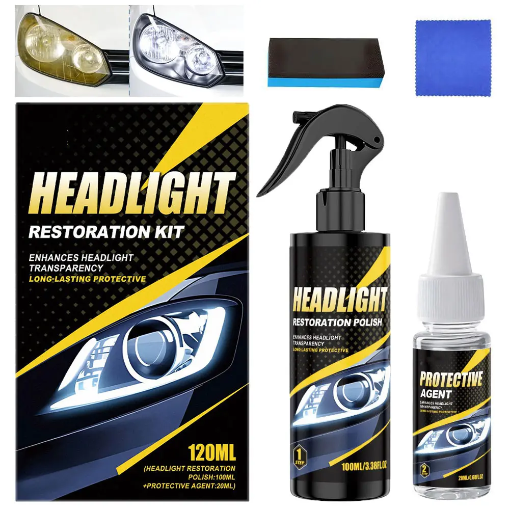 Advanced Automotive Headlight Restoration Kit, Car Headlight Cleaner with Long-Lasting UV Shield, Erases Yellowing & Oxidation, Restores Clarity & Maximum Gloss, Essential Car Washing & Maintenance Accessory