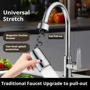 Sink Sprayer Attachment for Faucet, Faucet Extender Sprayer with Hiden Stretchable Hose