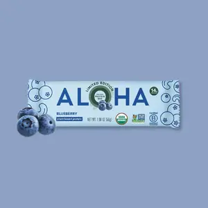 ALOHA - Blueberry - Protein Bars - 12-count - 14g of plant-based protein - 3g of sugar