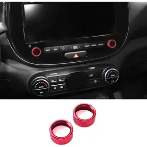 Aluminum Car Radio Audio Volume Adjustment Knob Cover,Radio Volume Control Switch Knob Trim Cover Compatible with Kia Soul 2020-2025 Accessories (Red)