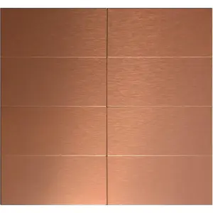 Aluminum Peel and Stick Backsplash Panels - 3"x6" Brushed Copper Kitchen Wall Decor, 80-Pack (Copper Color)