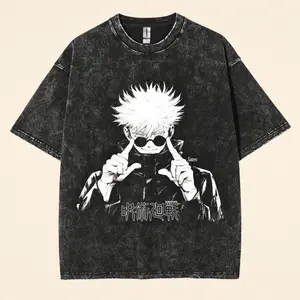Gojo Satoru Anime T-Shirt, Jujutsu Kaisen Graphic Tee, Japanese Streetwear Shirt, Oversized Manga Shirt, Unisex Black Anime Tee