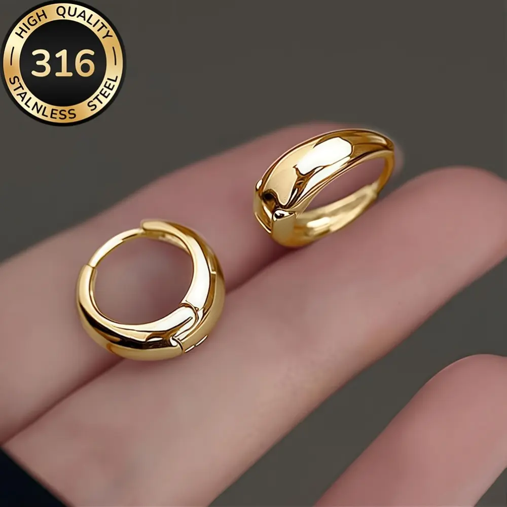 High-Quality Stainless Steel Hypoallergenic Golden Hoop Earrings, Anti-Fading, Easy And Elegant, Suitable for Everyday Wear Or Party Fashion  Earrings, Jewelry Additions, Are Exquisite Gifts for Women