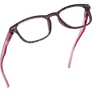 Blue Light Blocking Reading Glasses (Pink, 0.00 Magnification) Computer Glasses, fashionable for men and women, Anti Glare, Anti Eyestrain, UV protection
