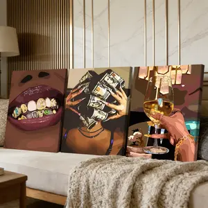 3 Counts Wooden Framed Canvas Painting, Luxury Lifestyle Art Images, Exquisite Poster, Perfect Living Room Decoration, Modern Abstract Design Art, Fashion Family Poster, Wall Art Decoration, Waterproof Art, Modern Home Decoration, Indoor Room Decor