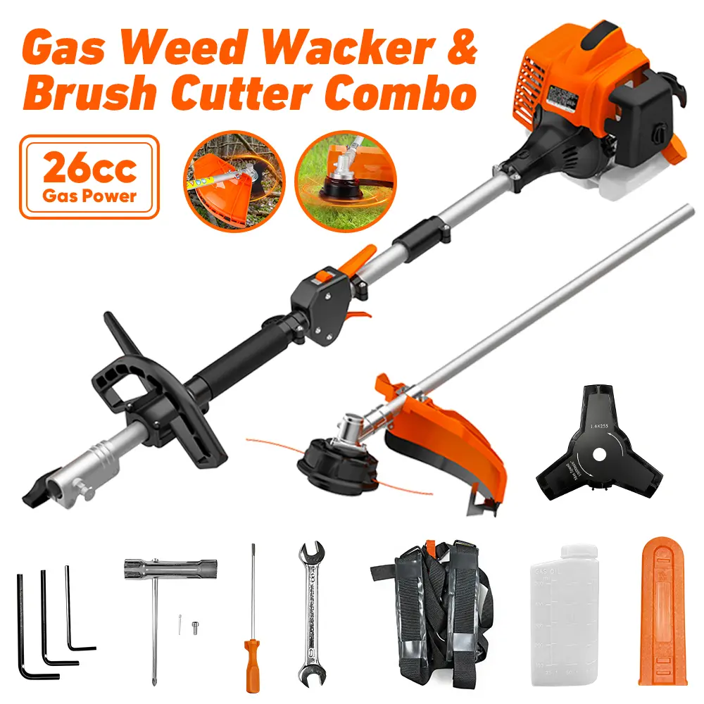 【summerfinds】26CC Gas String Trimmer & Weed Wacker, 2-in-1 Gas-Powered Brush Cutter with Easy-Start Engine, Lawn & Garden Equipment for Grass, Weeds, Bushes Cleanup