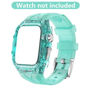 Unisex Rugged Silicone Watch Band & Case For iWatch 44mm/45mm, Durable Protective Cover With TPU Watch Band, Compatible With iWatch Series 9/8/SE 2/7/6/SE/5/4, Smart Watch Straps, Smart Watch Accessories