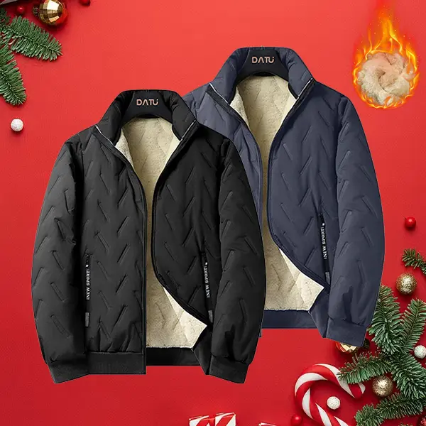 Men’s regular-fit cotton jacket with a stand collar; thickened fleece lining paired with stitched seams and quilted cotton construction, side zipper and storage pockets; suitable for deep winter commuting and everyday outings; available in four colors.