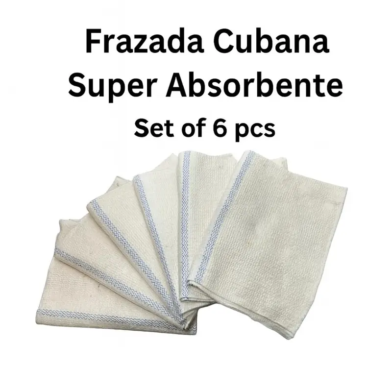Cuban Style Mop Cloth Set of 6 100% Cotton Ultra Absorbent Cleaning Cloths