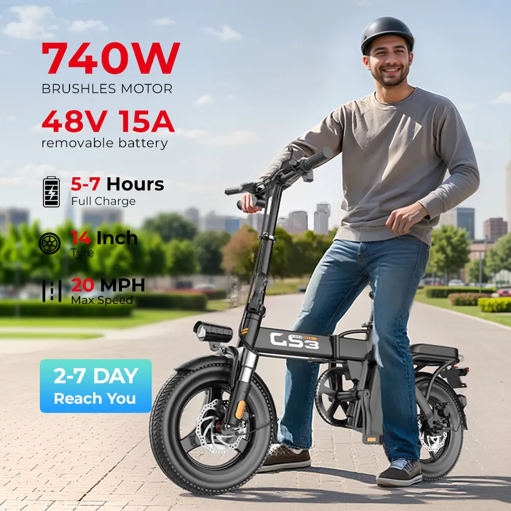 [TOOFLY]Affordable electric bike,High speed 48V 15Ah peak 740W 14-inch tires Foldable city Electric bike, electric bicycle for adults,urban electric bike,commuter e bike, long-lasting battery,bike accessories,greencommute,weekendride,cycle ball bike