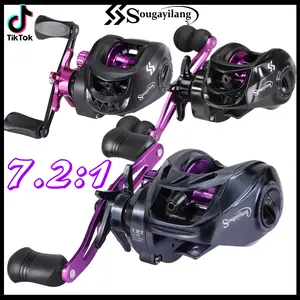 Sougayilang Purple Baitcasting Fishing Reel 7.2:1 High Speed Gear Ratio Super-smooth Fishing Reel Max Drag 10kg Fishing Reels tempest  rod