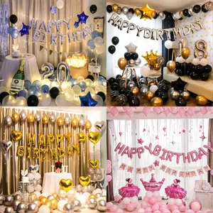 Birthday Aluminum Film Balloon Package Letter Number Balloon Set Birthday Party Background Decoration