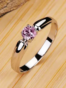 Elegant Women's Copper Ring with Artificial Zirconia Stone, Perfect Wedding Party Jewelry Gift, All Season Fashion Accessory