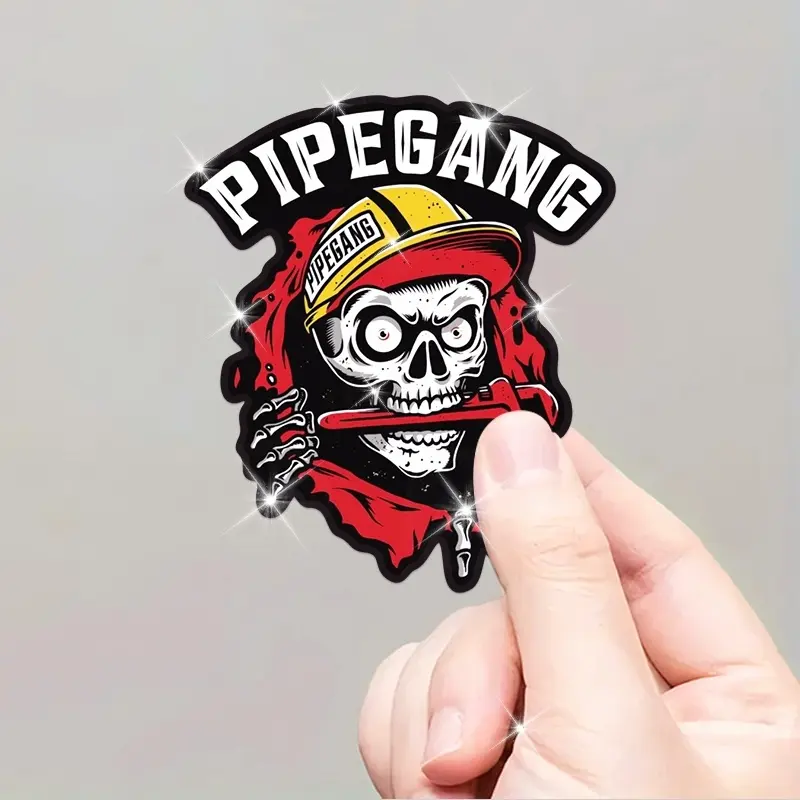 Heavy Duty Ethylene Hard Cap Decal Sticker, Suitable for Welders and Plumbers - Firm "plumber" Text, with Skull and Welding Mask Set, Suitable for Helmets, Welding Masks, Oil and Gas Equipment - Men's Unique Gifts, Car, Motorcycle Stickers