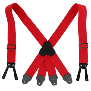 CTM Men's Elastic Button-End 2 Inch Fireman Suspenders
