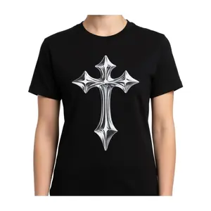 Silver Cross Unisex Graphic Tee, Christian Religious Faith Shirt, Comfortable Casual All-Season Wear