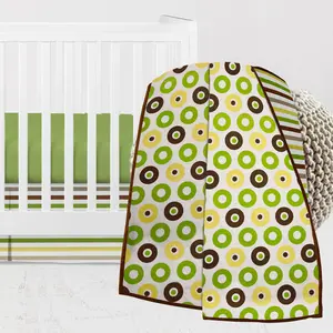 Bacati - Mod Dots Stripes 3-Piece Crib Bedding Set - Green/Yellow/Chocolate Unisex