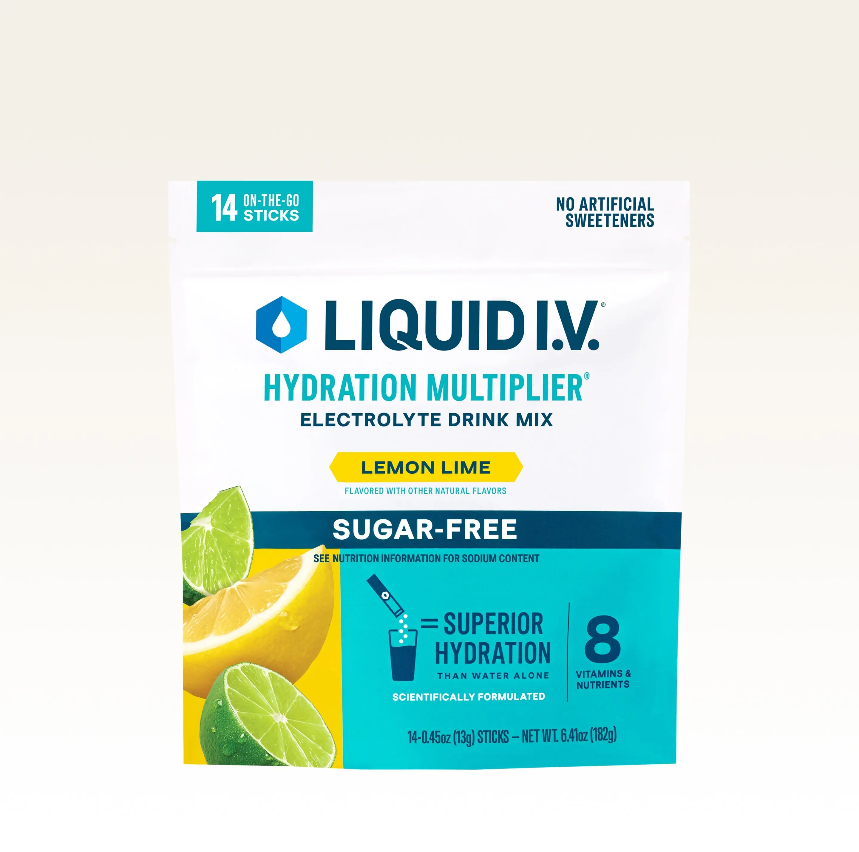 Liquid I.V. Sugar-Free Hydration Multiplier - Lemon Lime - Hydration Powder Packets | Electrolyte Powder Drink Mix | Convenient Single-Serving Sticks