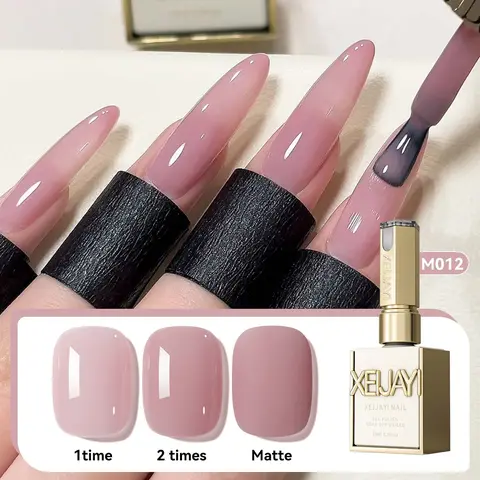 XEIJAYI Gel Nail Polish 15ml Pink Ice Translucent - TPO & HEMA Free, High-Saturation Sheer Jelly Color, Glossy Long-Lasting Soak-Off LED/UV Gel for Gel Nails at Home, Salon Nail Art Design, Hypoallergenic