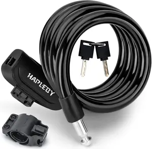 Premium Bike Lock with 2pcs Keys, Professional Bike Cable Lock of 4 Feet, Heavy Duty Bicycle Lock Cable for Strong Anti-Theft, Come with 1PCS Mounting Bracket