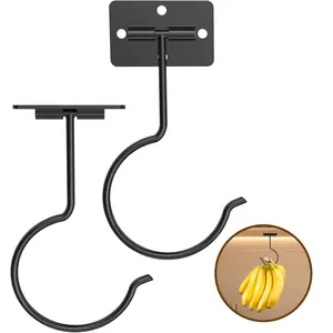 Foldable Banana Hooks Set of 2/4, Adhesive & Screw Fixed, Wall Mounted Hook, Magnetic Foldable, Keep Bananas Fresh