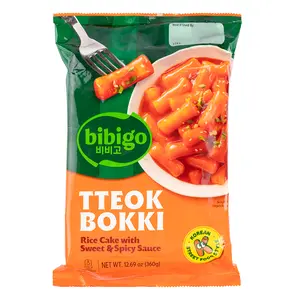 CJ BIBIGO TTEOKBOKKI POUCH Rice Cake POUCH 360 g - Sweet & Spicy, Cheese, Hot & Spicy, Instant Food, Traditional Chewy Ricecakes, Korean Topokki, Dokbokki Wootteo
