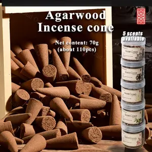 Agarwood Incense Cone, 1 Box 70g Natural Incense Cone, Tower Incense, Sandalwood, Jasmine, Rose, Osmanthus, Elegant Fragrance for Worshiping Buddha, Home Use, Scented