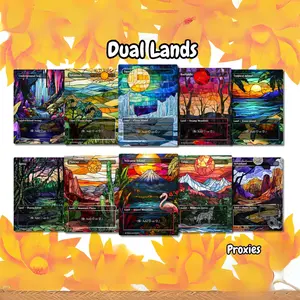 Mega EDH land pack (50+ cards) Stained Glass lands set of 50 unique borderless custom proxy lands
