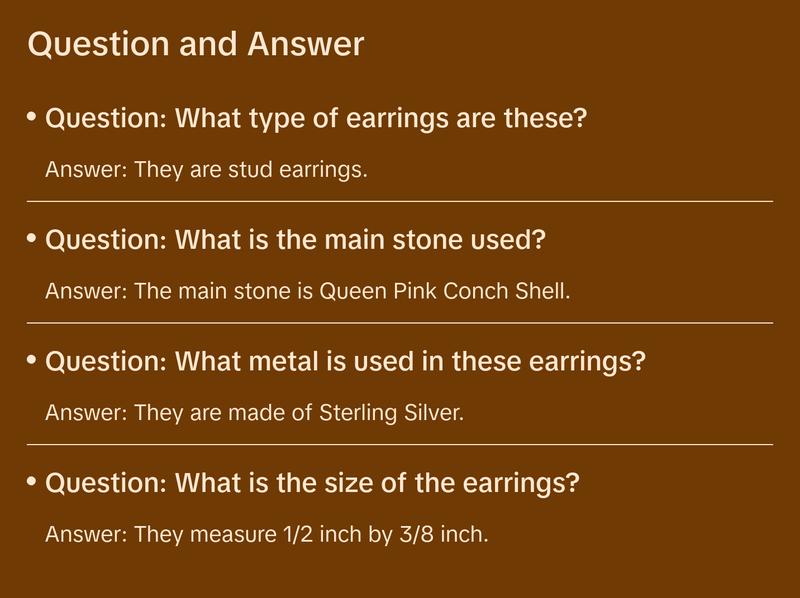 Navajo Queen Pink Conch & Sterling Silver Heart Stud Earrings