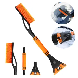 2 in 1 Car Ice Scraper and Snow Brush Detachable Anti-Scratch Ice Scrapers for Car Windshield Handheld Winter Car Snow Removal Tool Cleaning Brush with Ergonomic Foam Grip Aluminum Body Fits for Most Car Christmas Gift