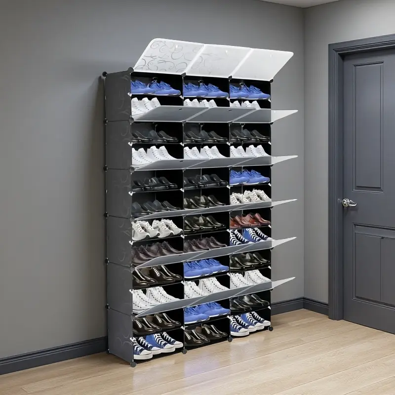 12-Tier Portable 72 Pair Shoe Rack Organizer 36 Grids Tower Shelf Storage Cabinet Stand Expandable for Heels, Boots, Slippers