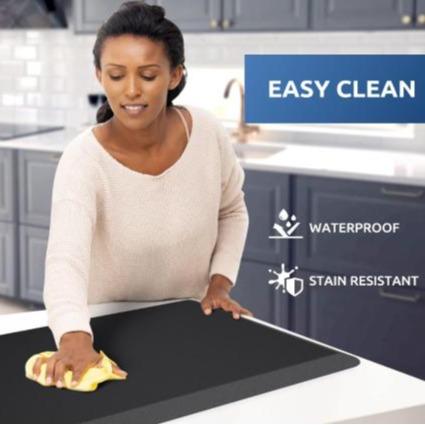 Kitchen Mat Cushioned Anti Fatigue Rug Water Resistant Non Slip Standing Comfort Desk Floor Mats for House Sink Office Black